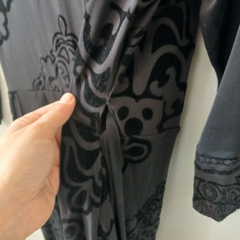 Hale Bob Women's Wrap Dress Black Jewel V-Neck Stretch Long Sleeve Size XS - Picture 9 of 13